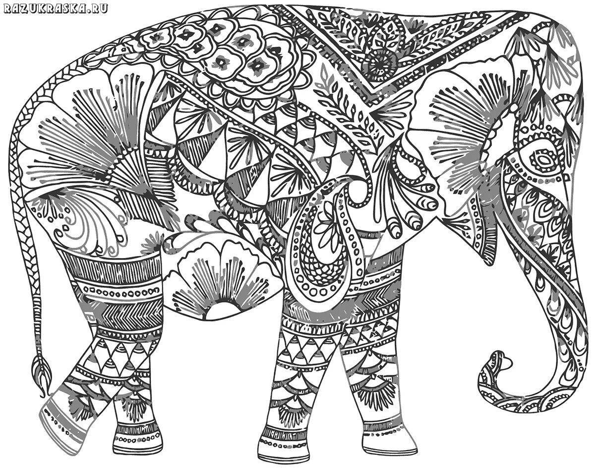 Сияющая раскраска слон по номерам