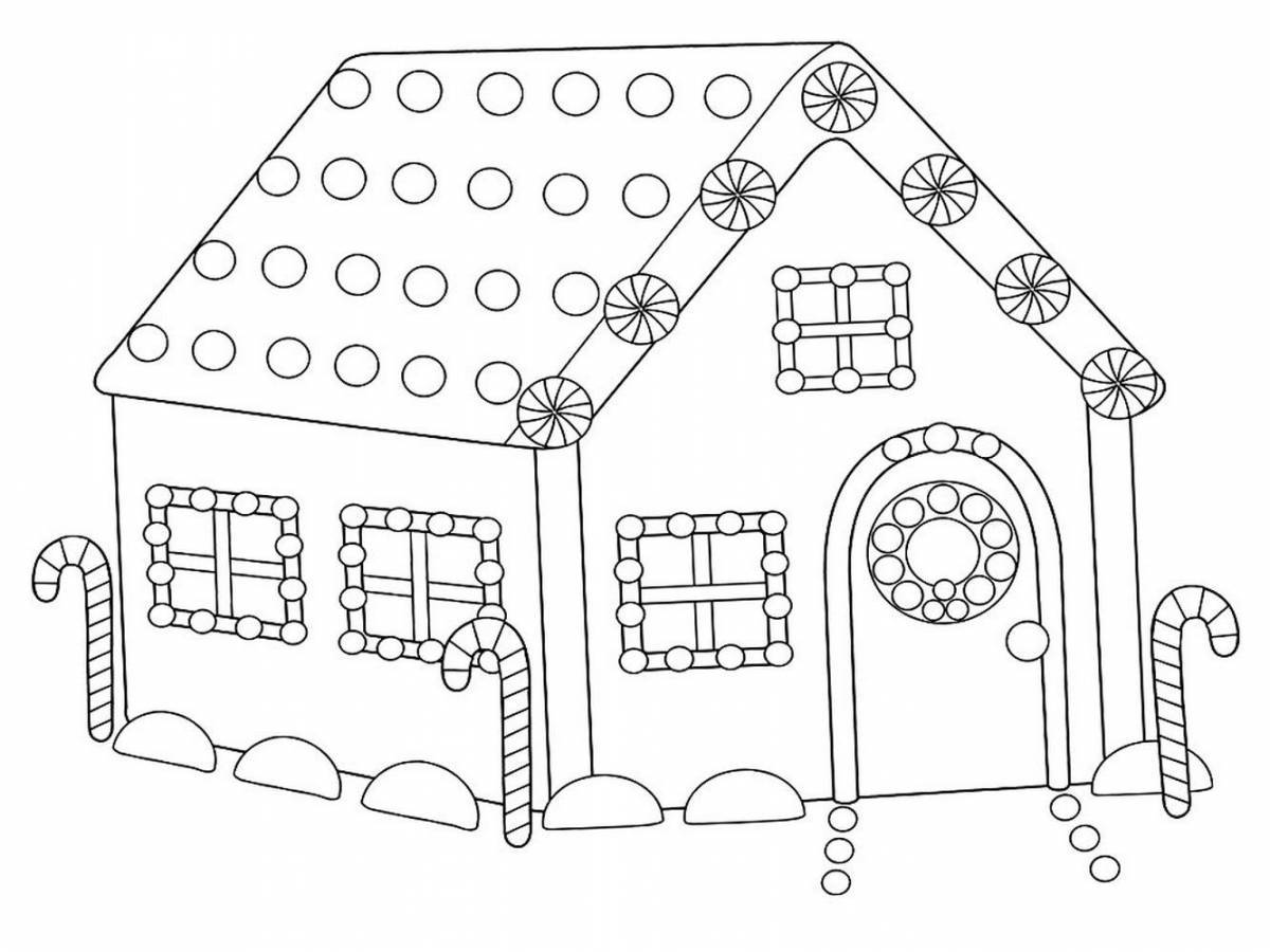 Раскраска изысканный пряничный домик