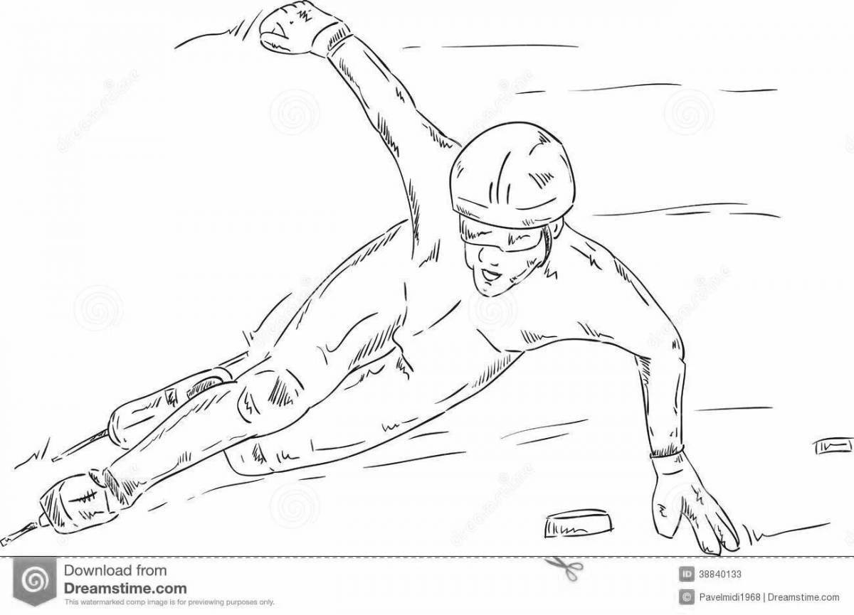 Удивительная страница раскраски конькобежцев для детей