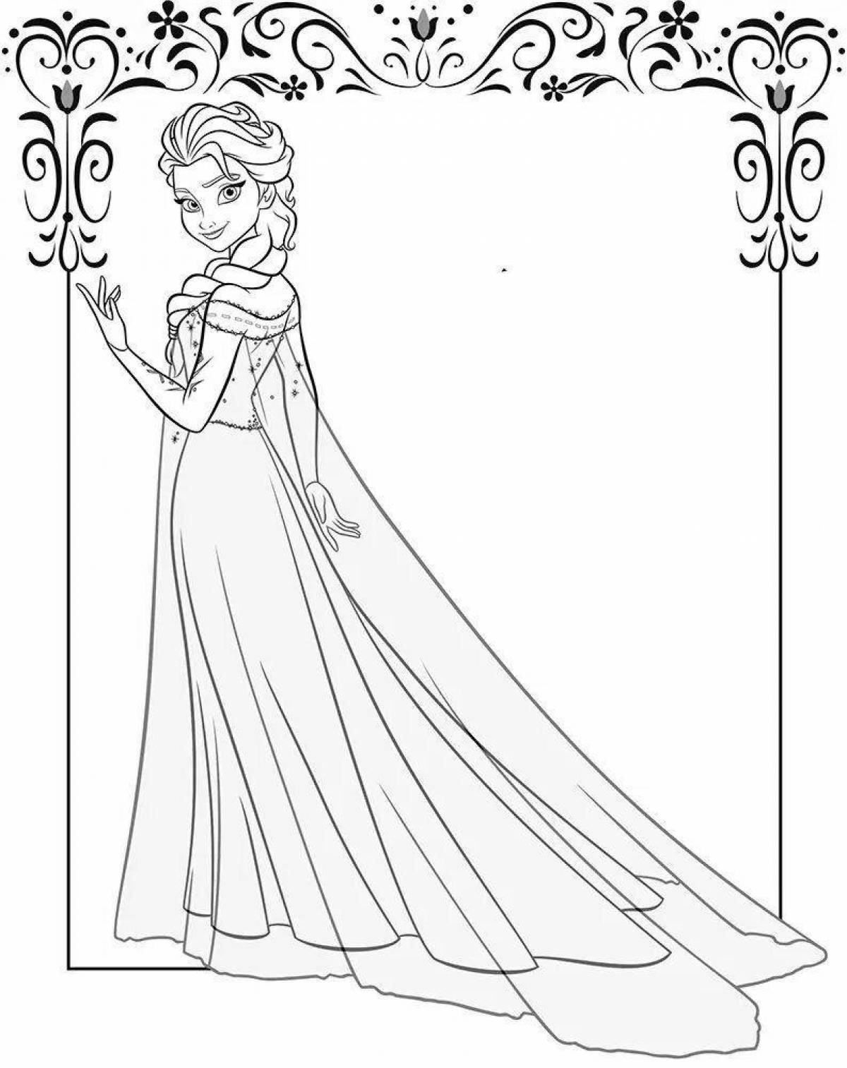 Элегантная раскраска принцесса эльза для девочек