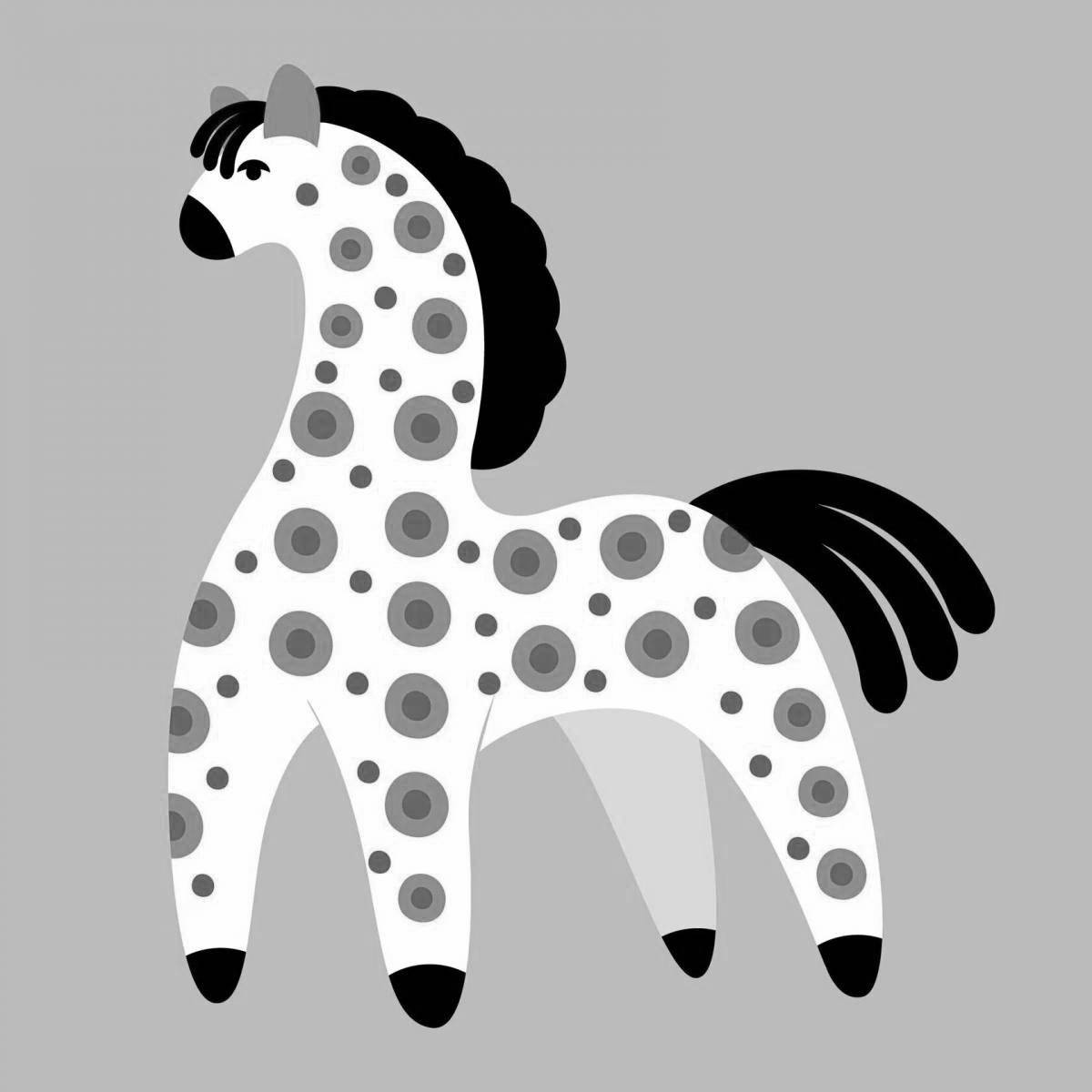 Очаровательная дымковская лошадь раскраски для детей