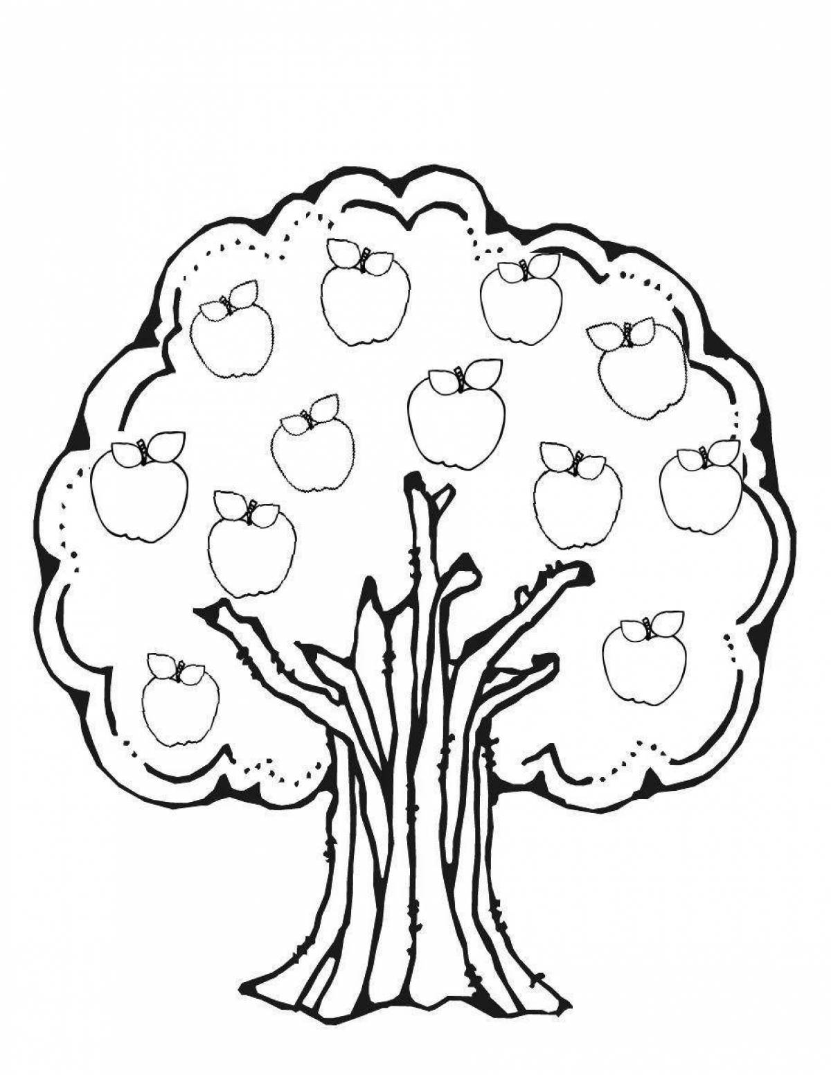 Весёлое дерево с яблоками для детей