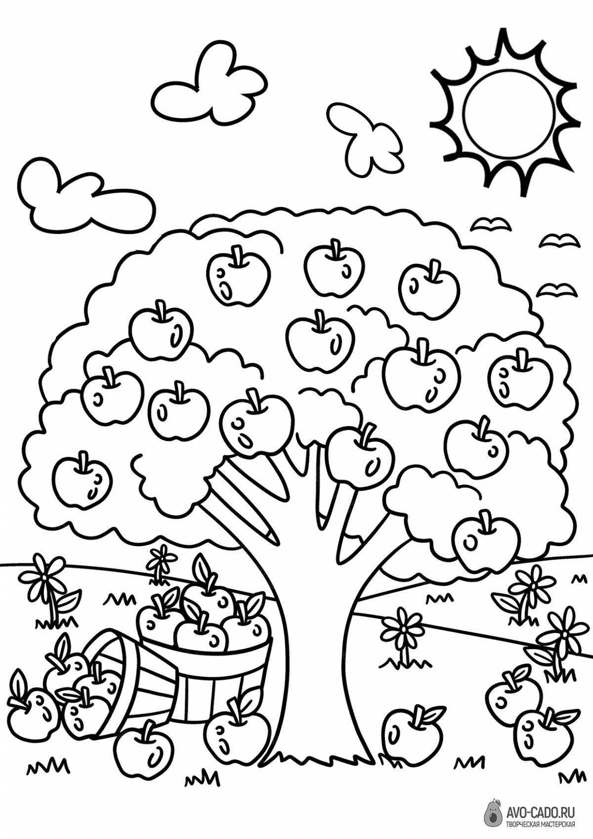 Блестящее дерево с яблоками для малышей