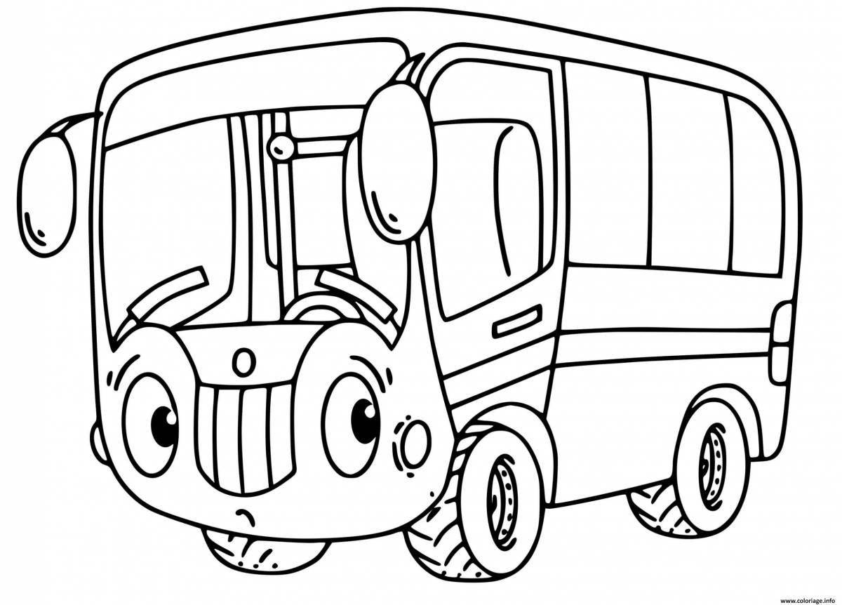 Яркая автобусная раскраска для детей 6-7 лет