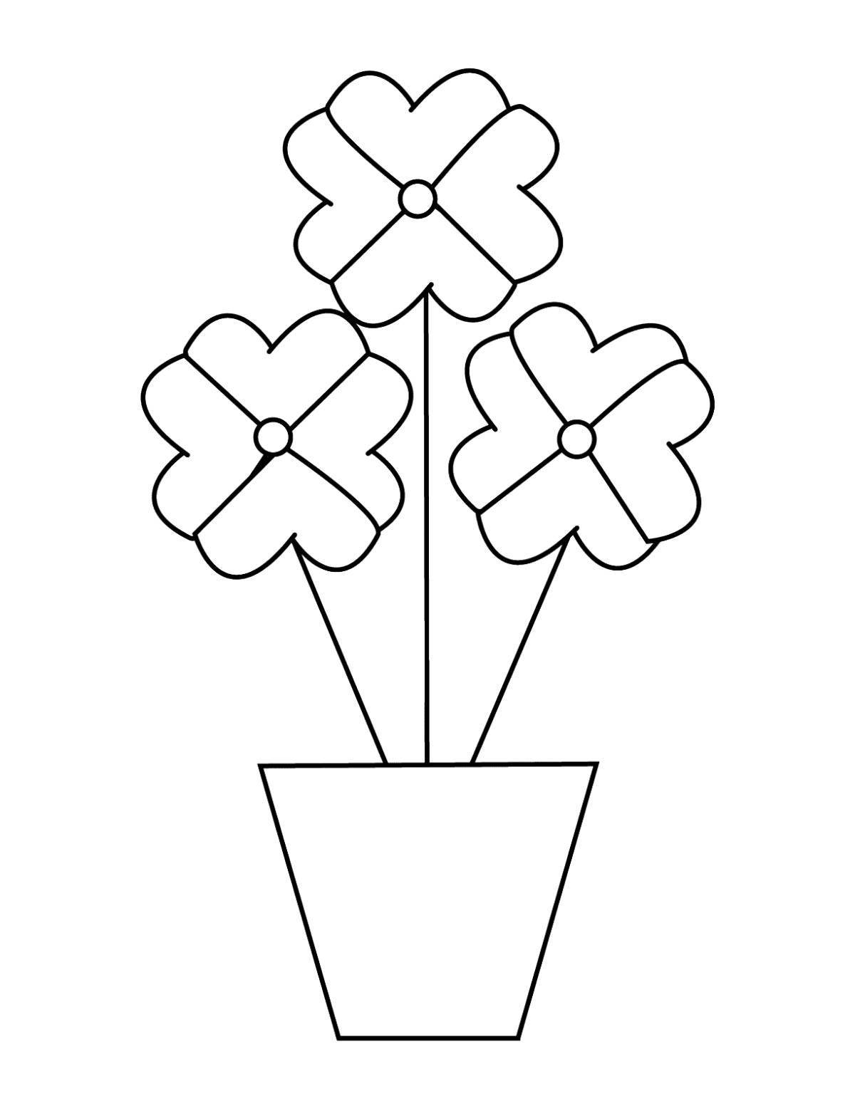 Веселый цветок в горшке для детей 3-4 лет