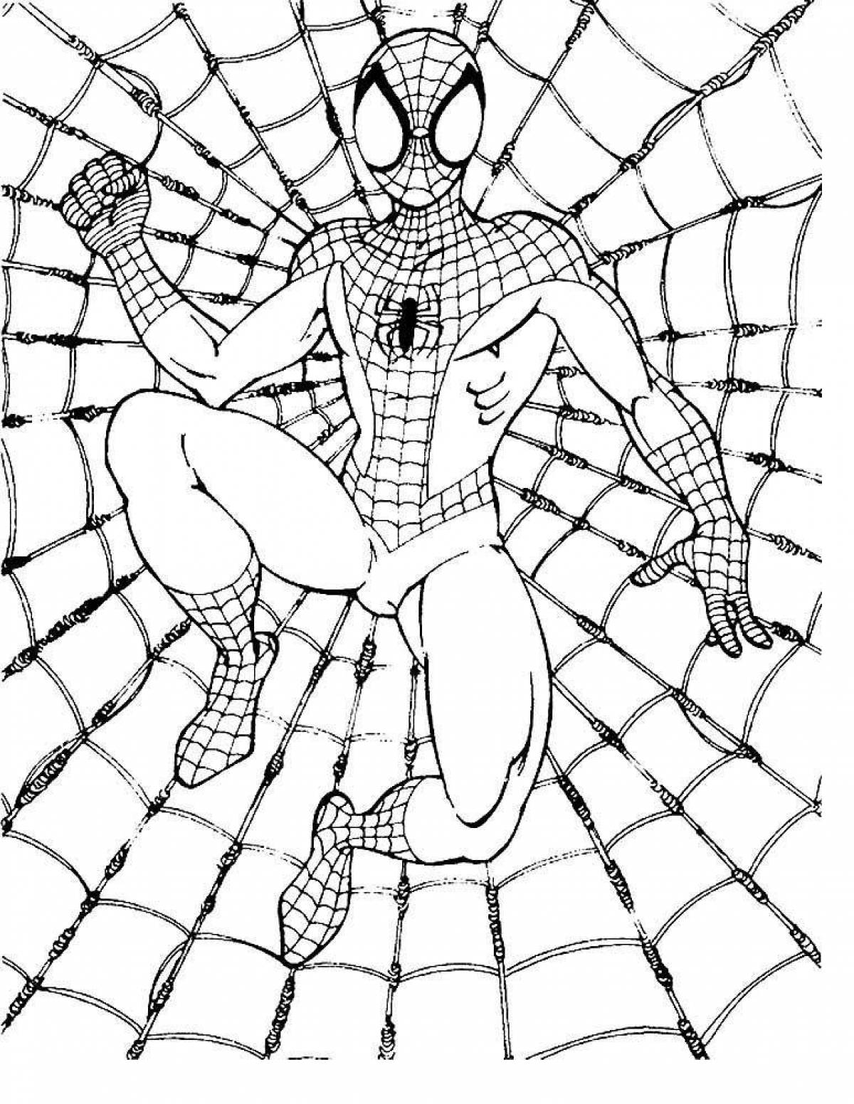 Художественно детализированная страница раскраски человека-паука