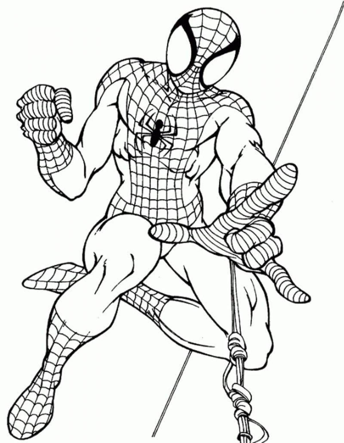 Искусно детализированная страница раскраски человека-паука