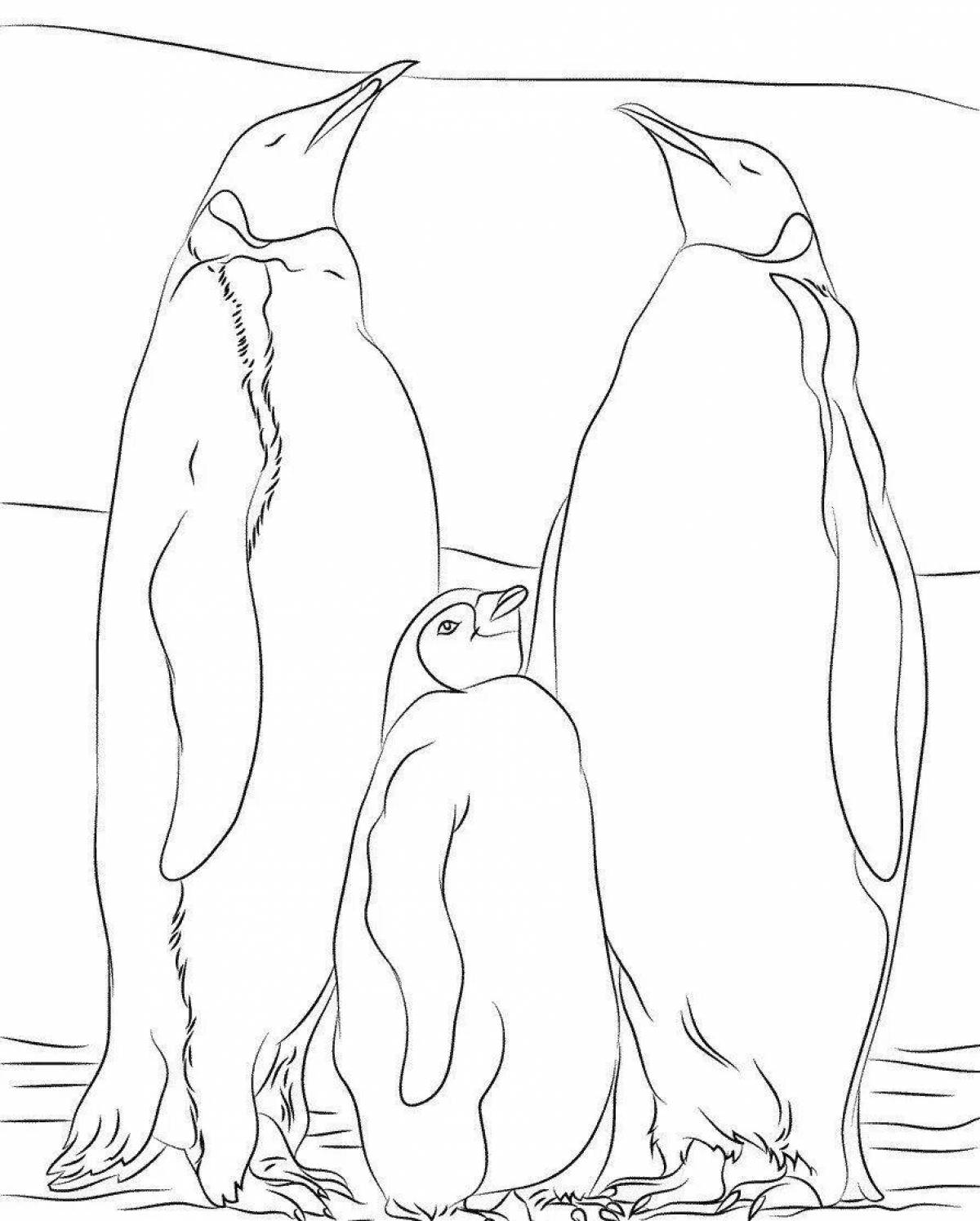 Странная раскраска семьи пингвинов