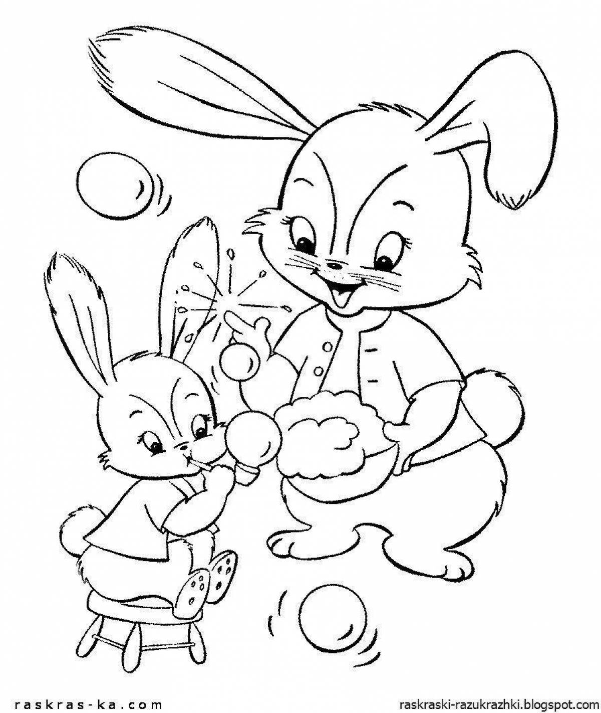 Яркая раскраска заяц для детей