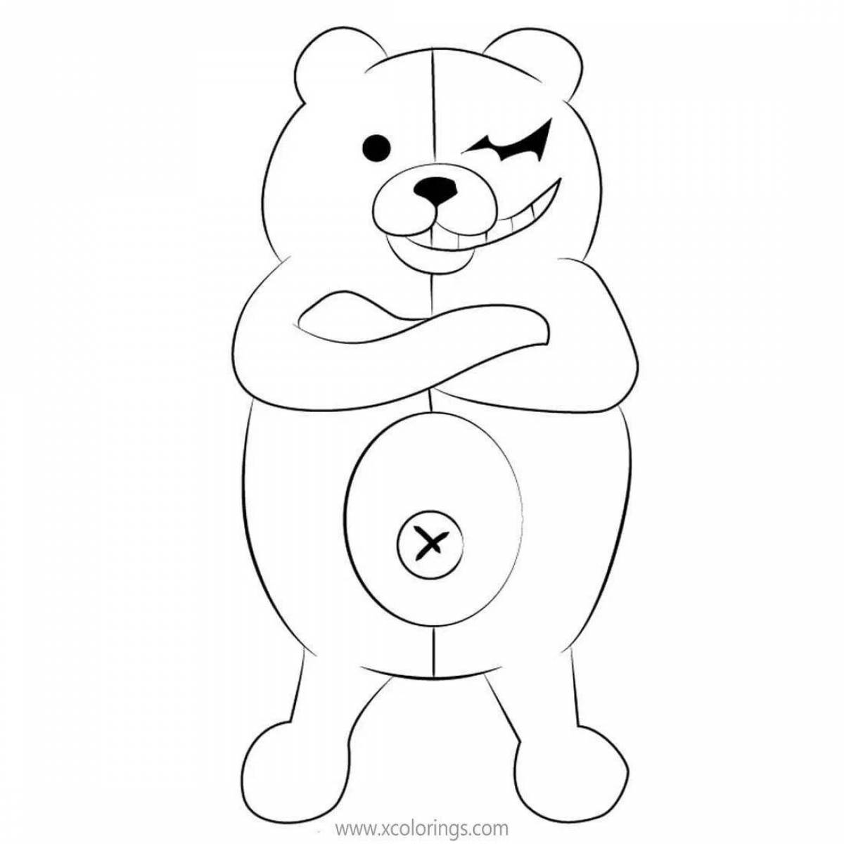 Очаровательный медведь аниме раскраска