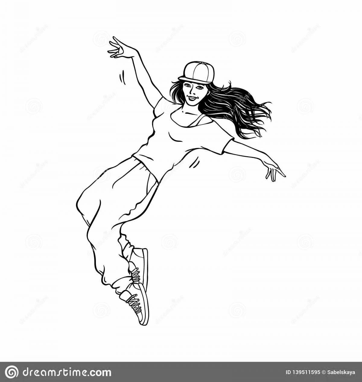 Раскраска завораживающая танцующая девушка