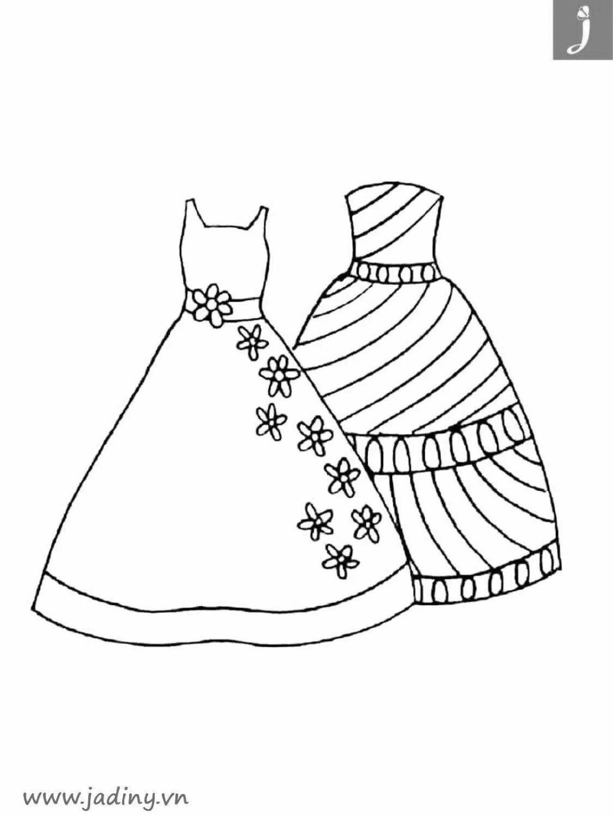 Раскраска элегантная одежда платье