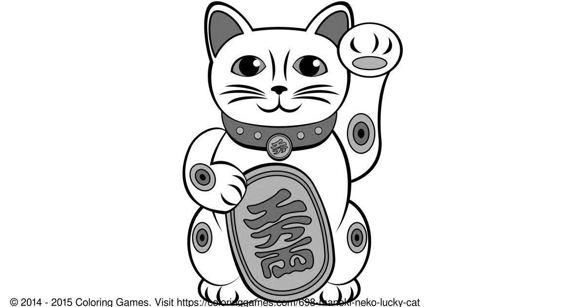 Раскраска милая китайская кошка