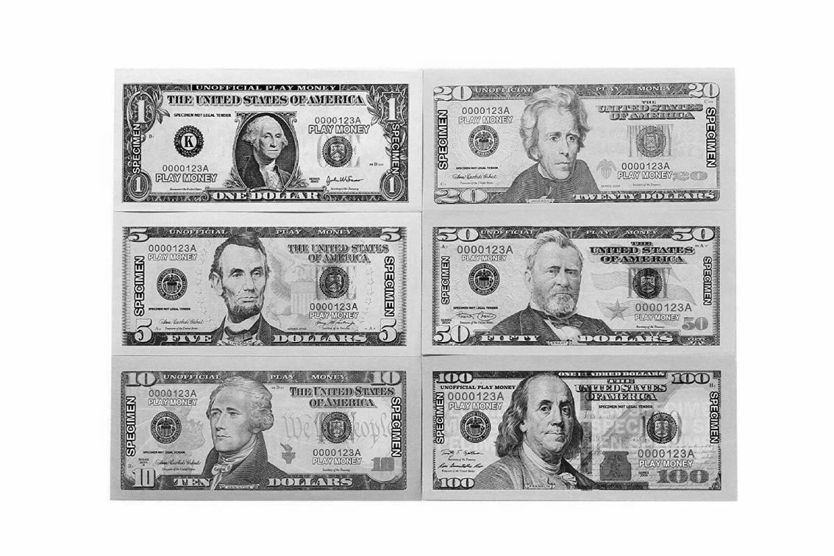 Раскраска доллары с ударными деньгами