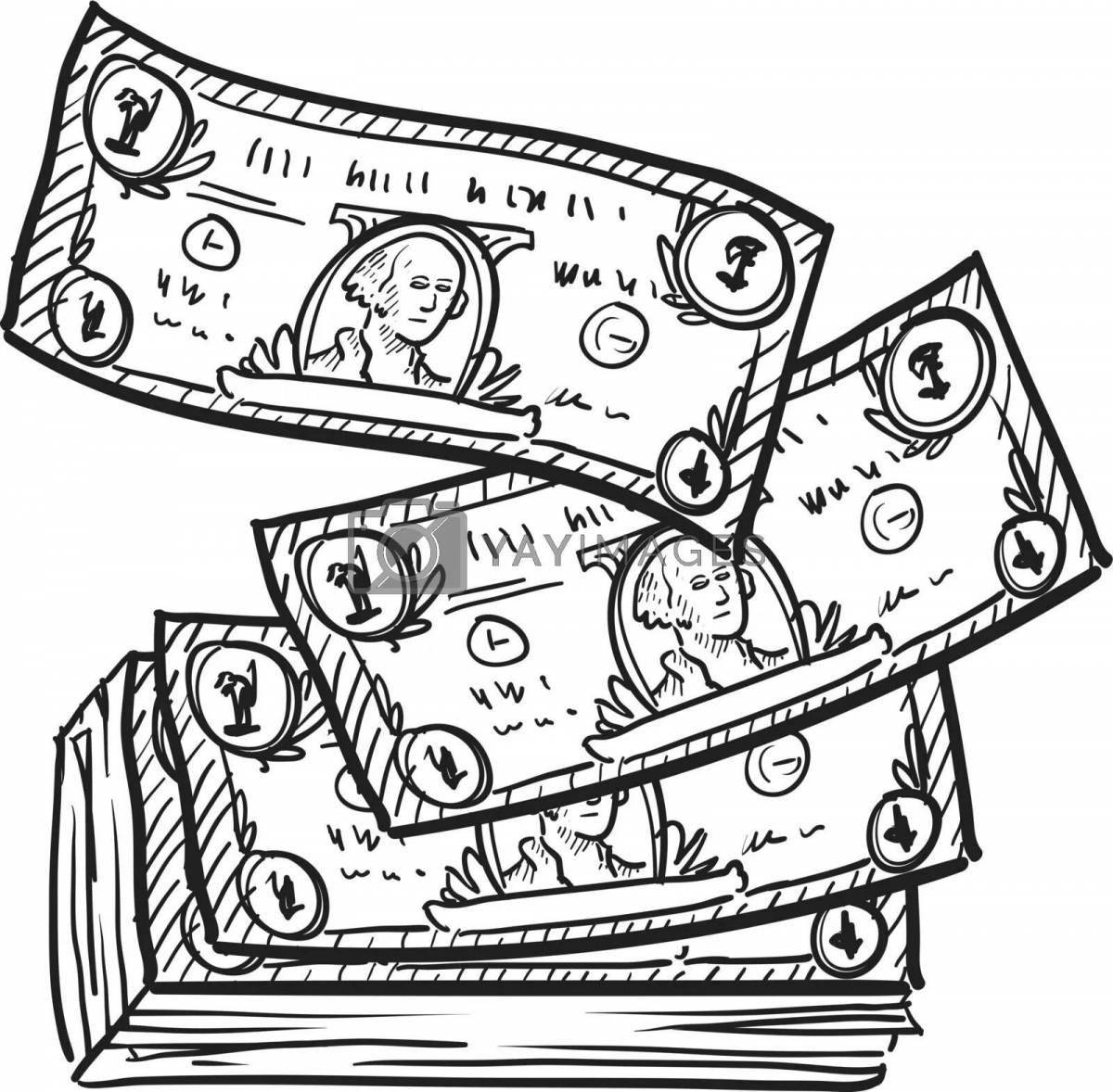 Раскраска изысканные деньги доллары