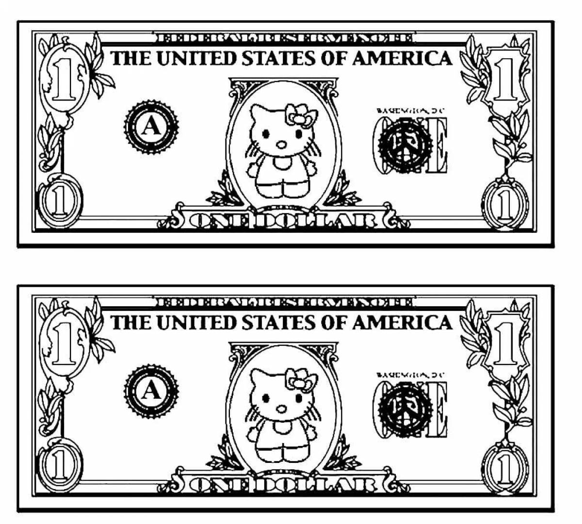 Подробная раскраска деньги доллары