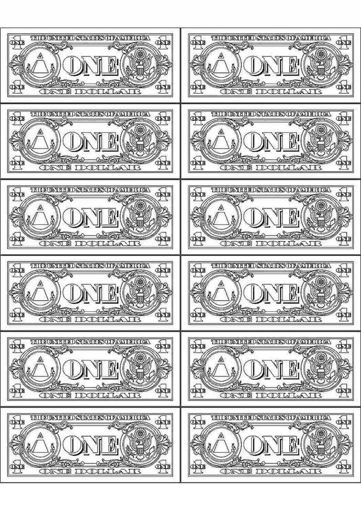 Раскраска стильные деньги доллары