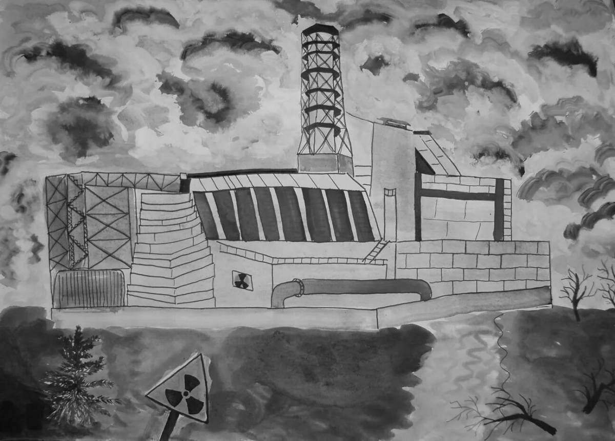 Раскраска большая чернобыльская аэс