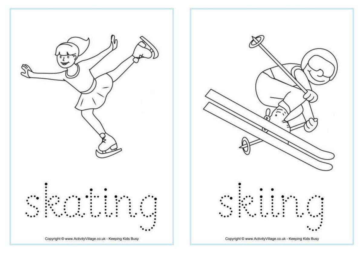 Увлекательная раскраска «зимние виды спорта» для детей 6-7 лет