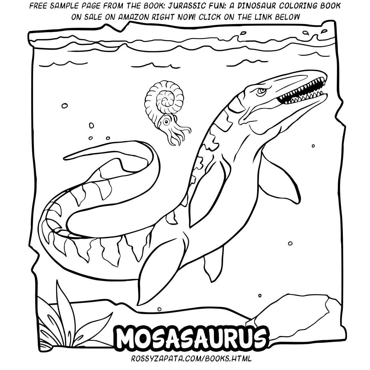 Удивительная раскраска мозазавр для детей
