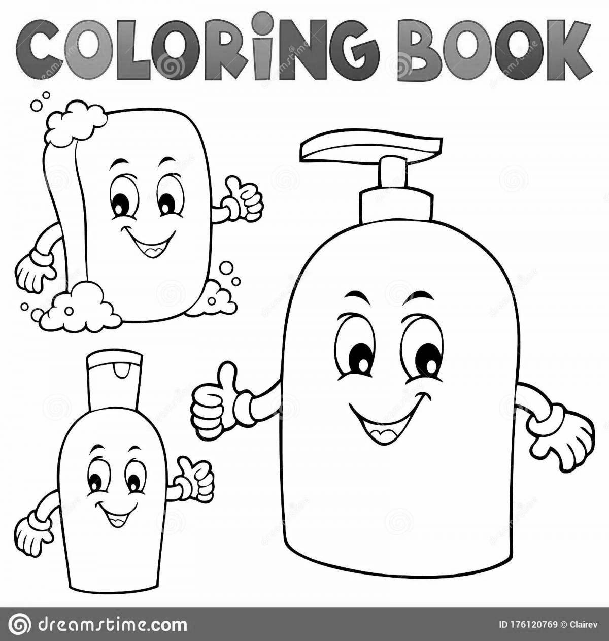 Великолепная страница раскраски шампуня для детей