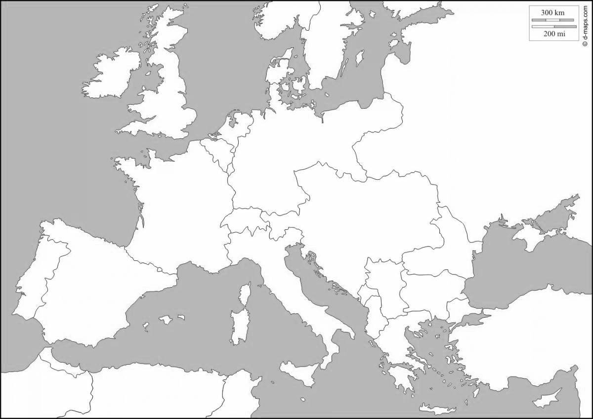 Красочная раскраска карта европы 1914 года