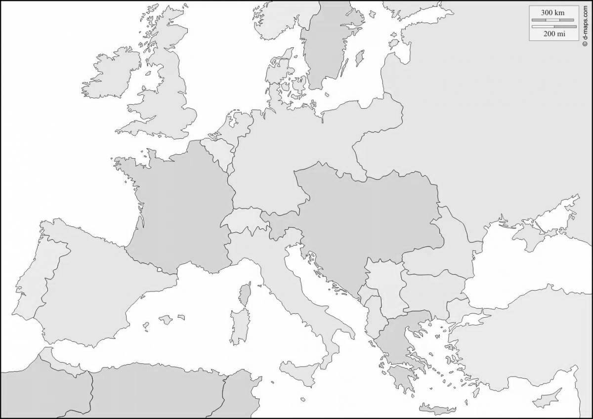 Яркая раскраска карта европы 1914 года