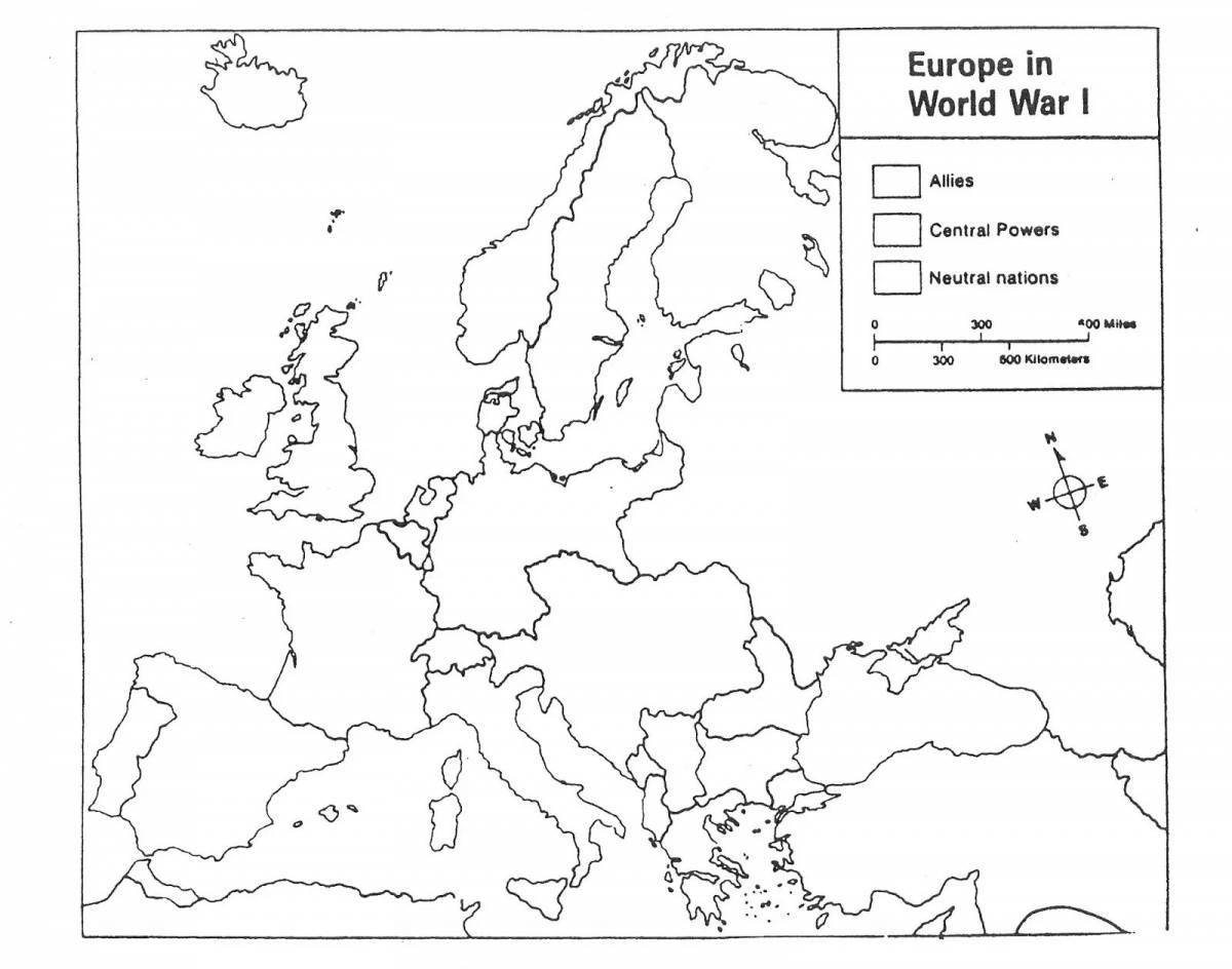 Сказочная раскраска карта европы 1914 года