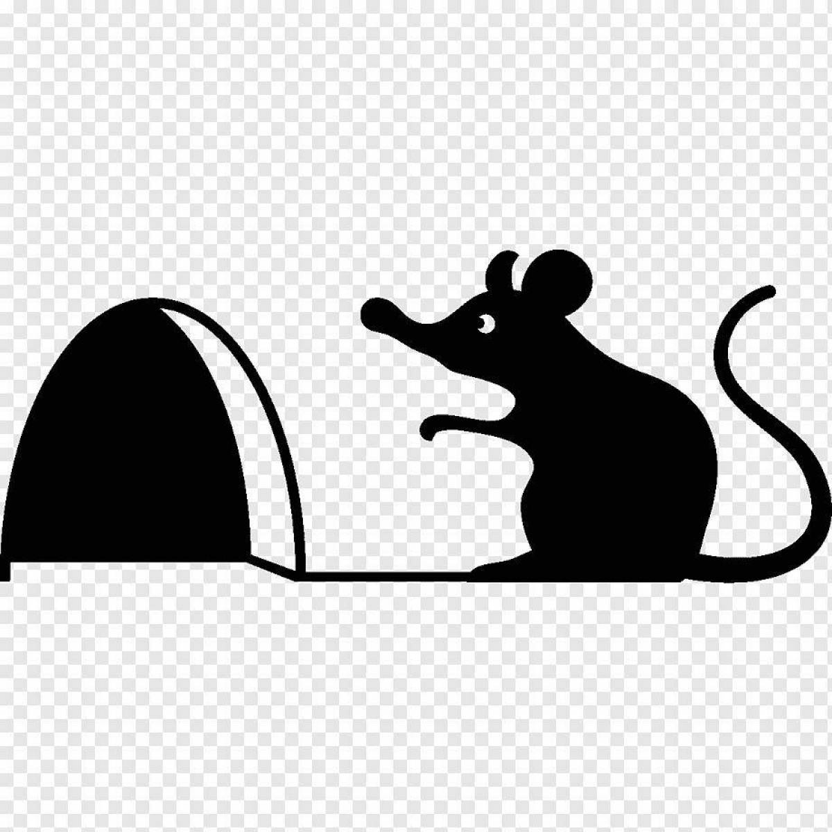 Юмористическая мышь в норе