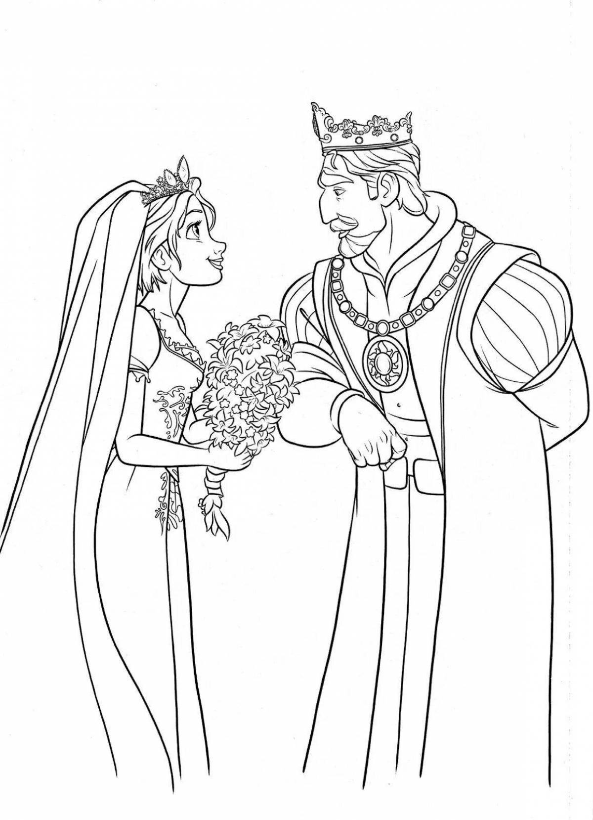 Элегантная раскраска принцесса и король
