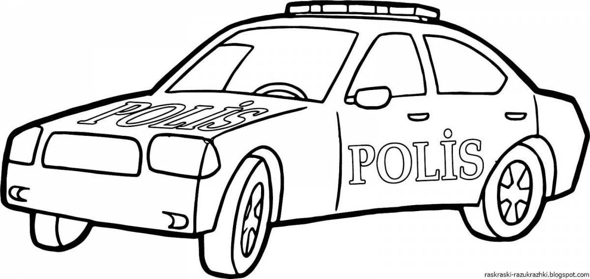 Color-explosion kids police car coloring page