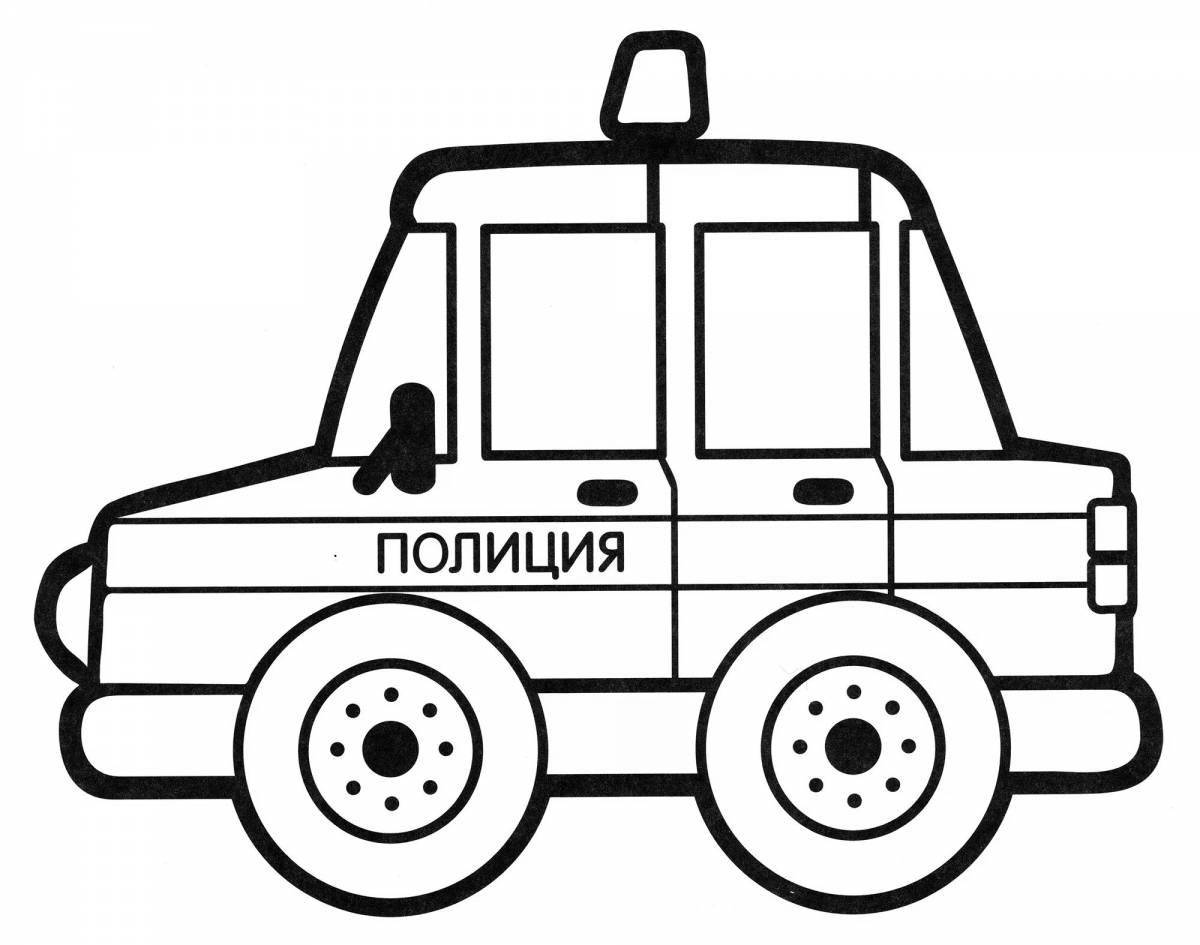 Color-frenzy kids police car coloring page