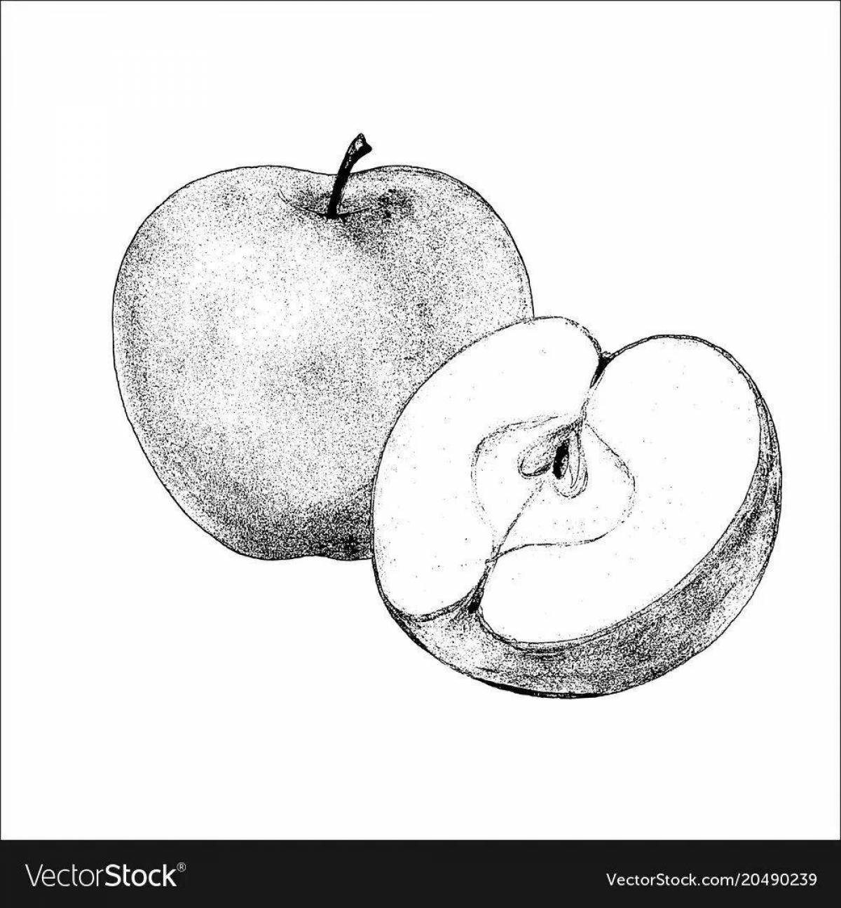 Анимированная страница раскраски яблока