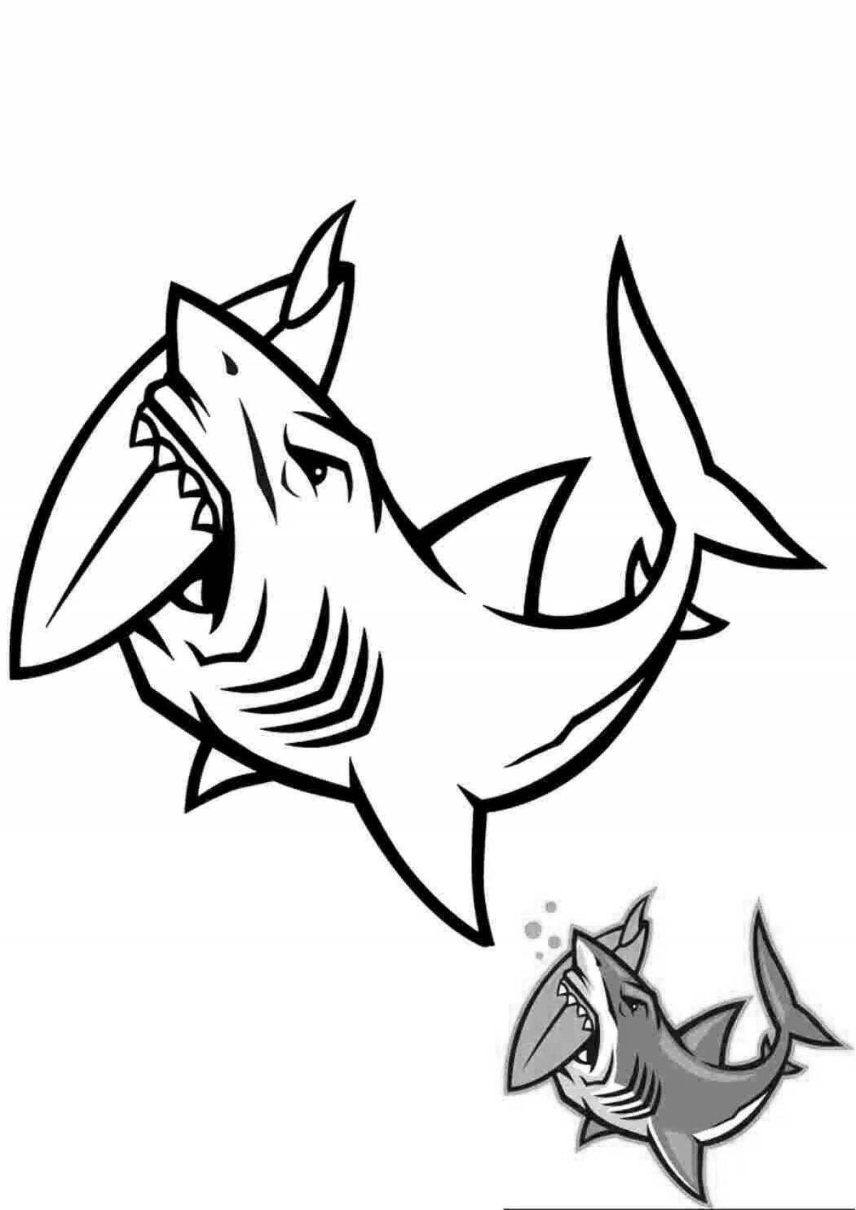 Раскраска резвящийся кот в костюме акулы
