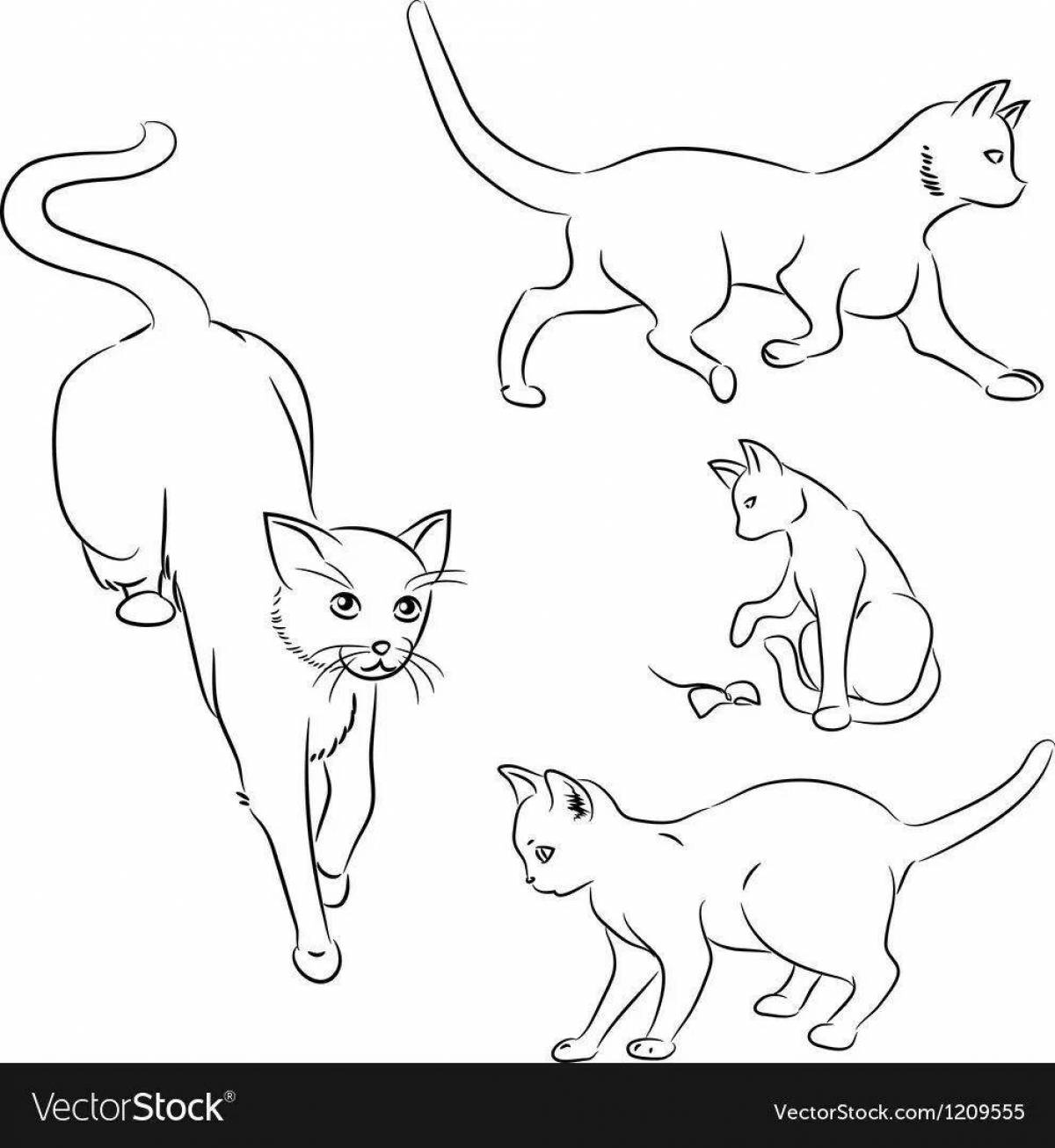 Величественные кошки-раскраски