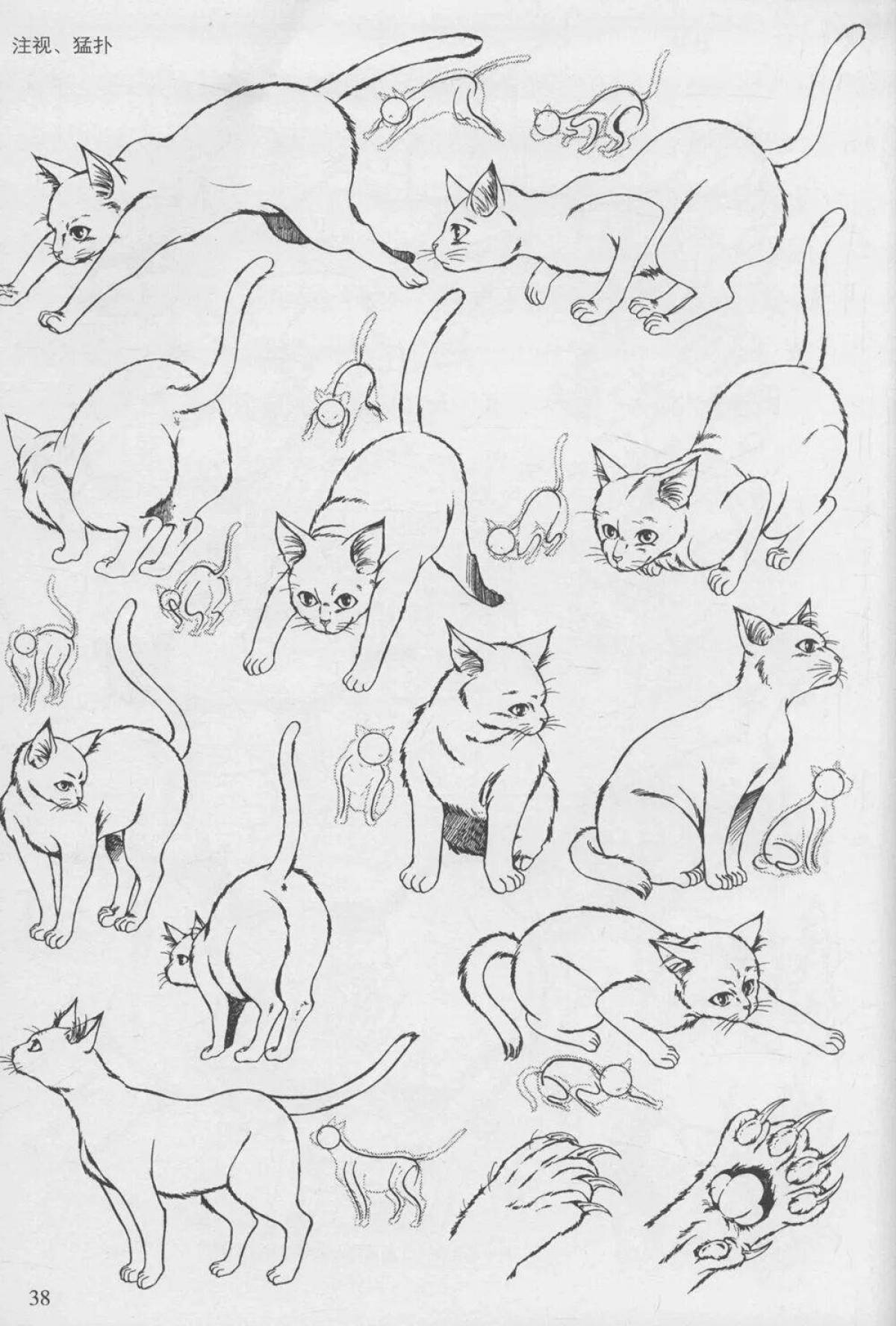Веселые кошки-раскраски