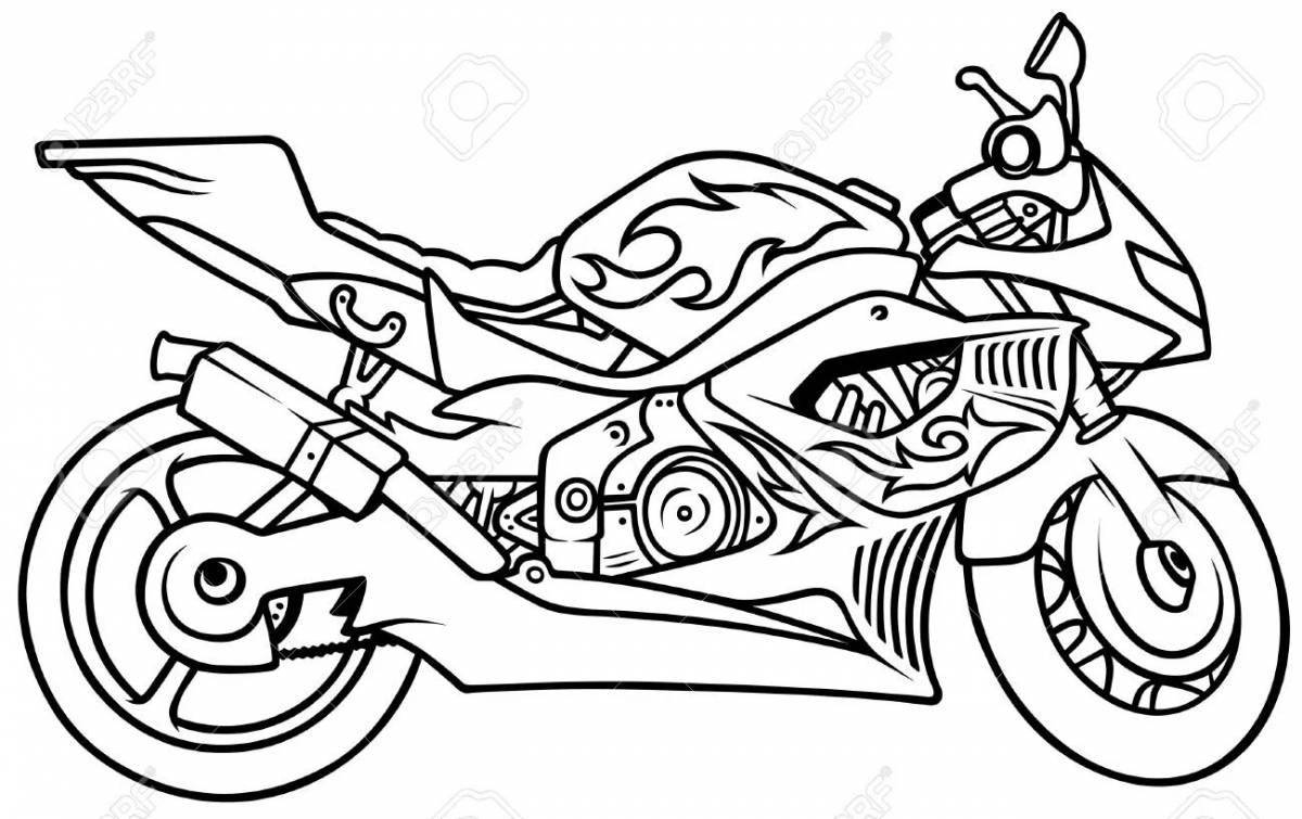 Фантастическая раскраска гоночного мотоцикла для детей