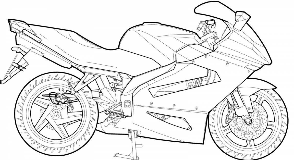 Анимированная страница раскраски гоночного мотоцикла для детей