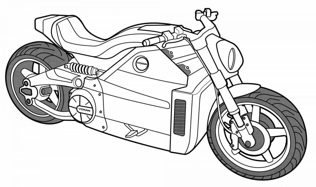 Раскраска динамический гоночный мотоцикл для детей
