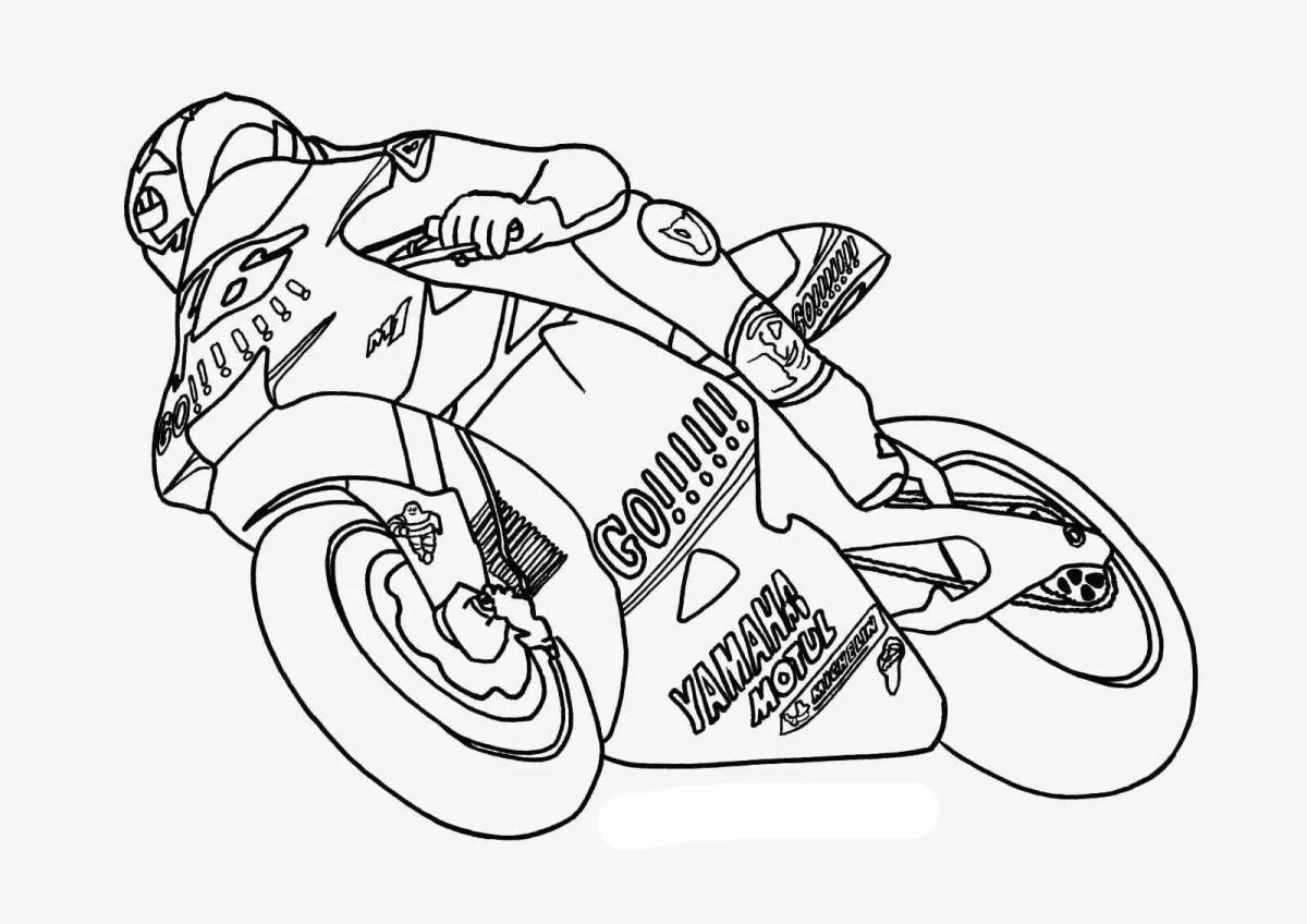 Стимулирующая раскраска гоночного мотоцикла для детей