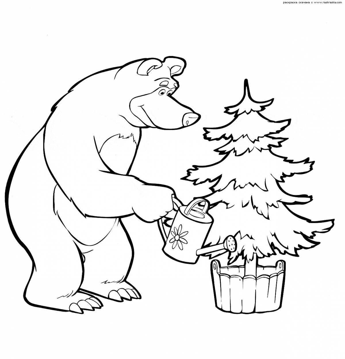 Grand coloring page маша и медведь зима