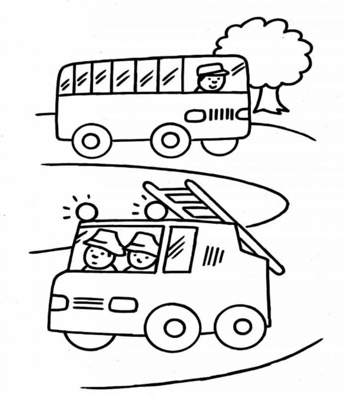 Красочная транспортная раскраска для детей 3-4 лет