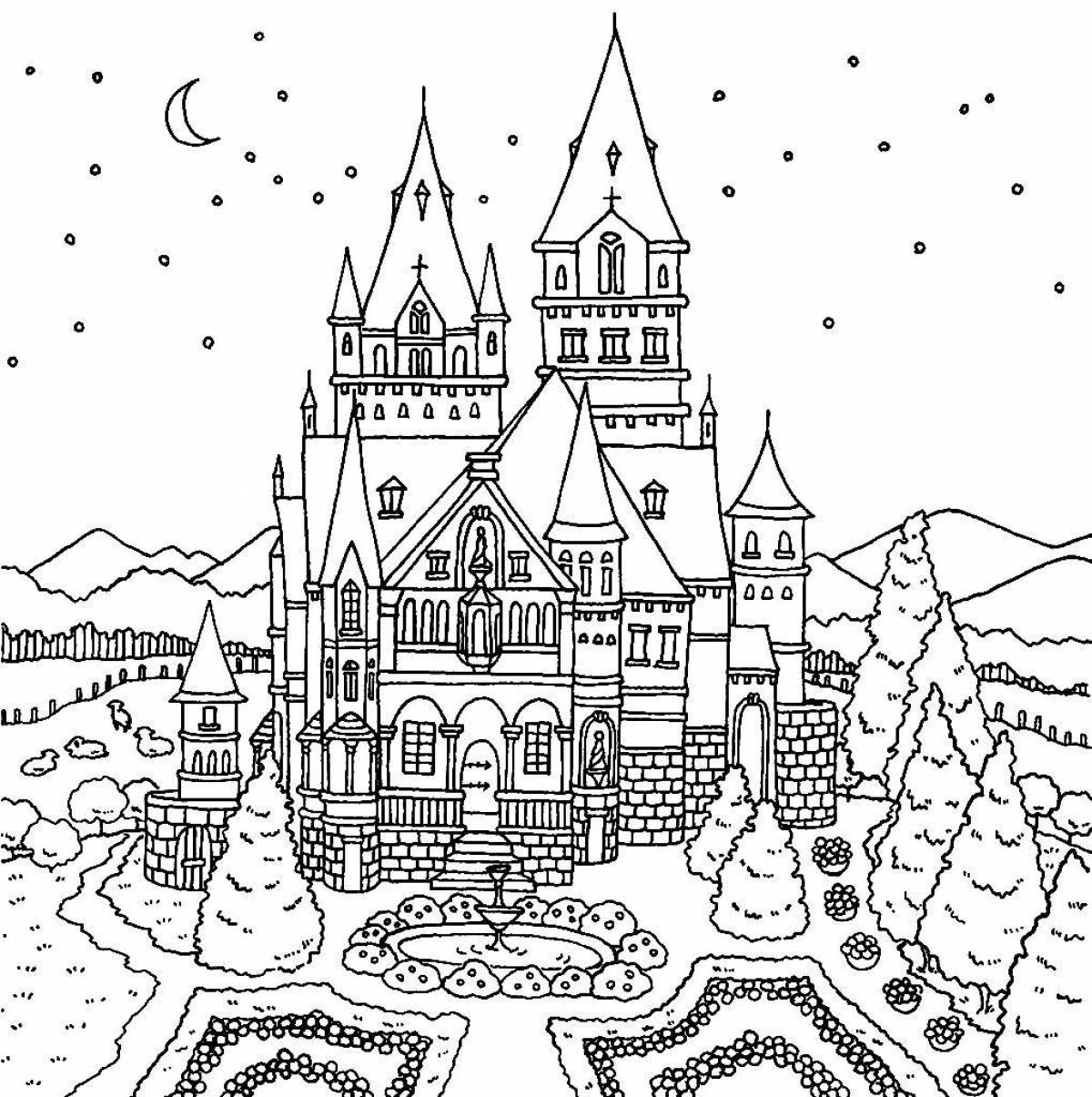 Потрясающая раскраска «снежный замок» для детей