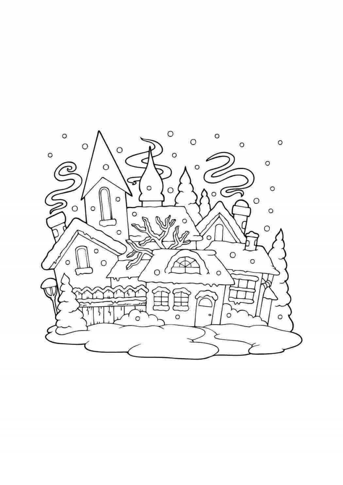 Раскраска очаровательный снежный замок для детей