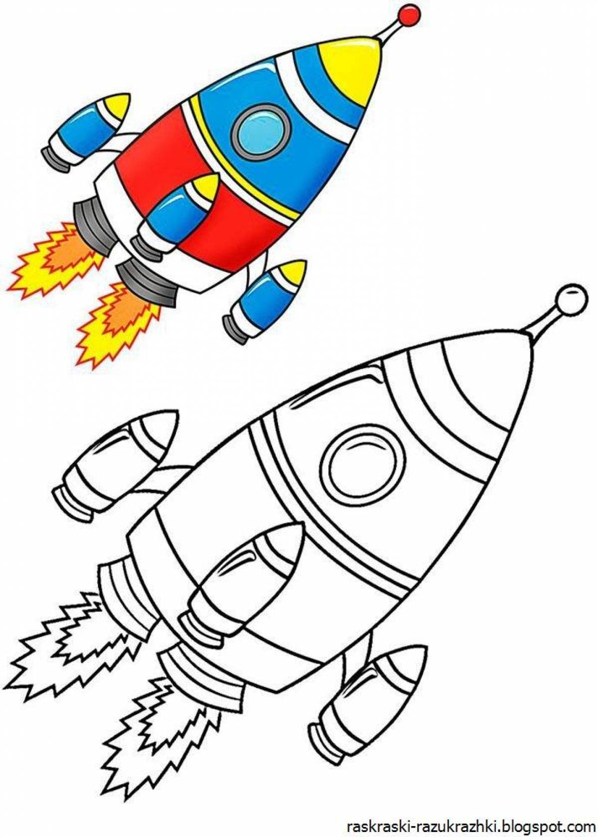 Потрясающая ракета-раскраска для детей