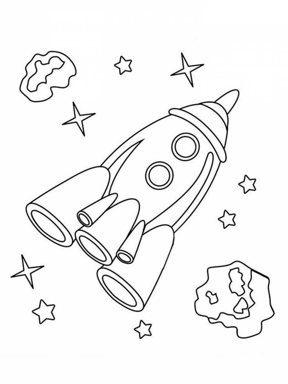 Очаровательная ракета-раскраска для детей