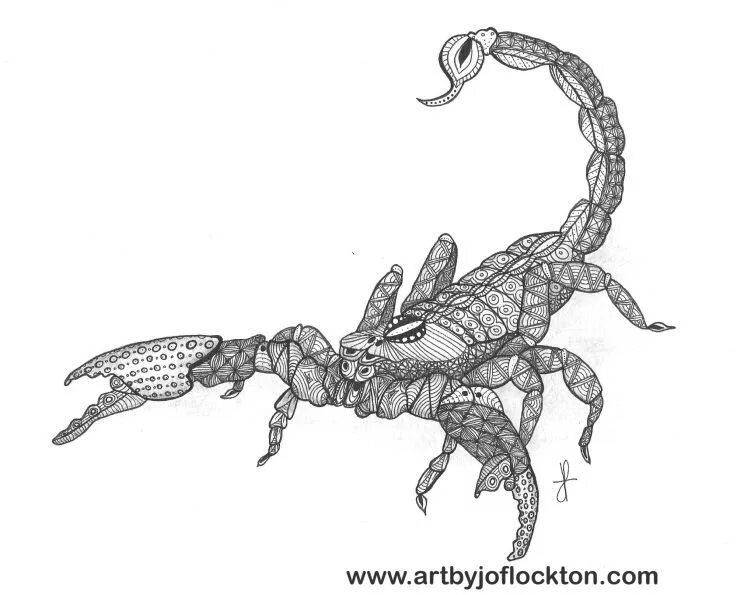 Анимированная страница раскраски скорпион