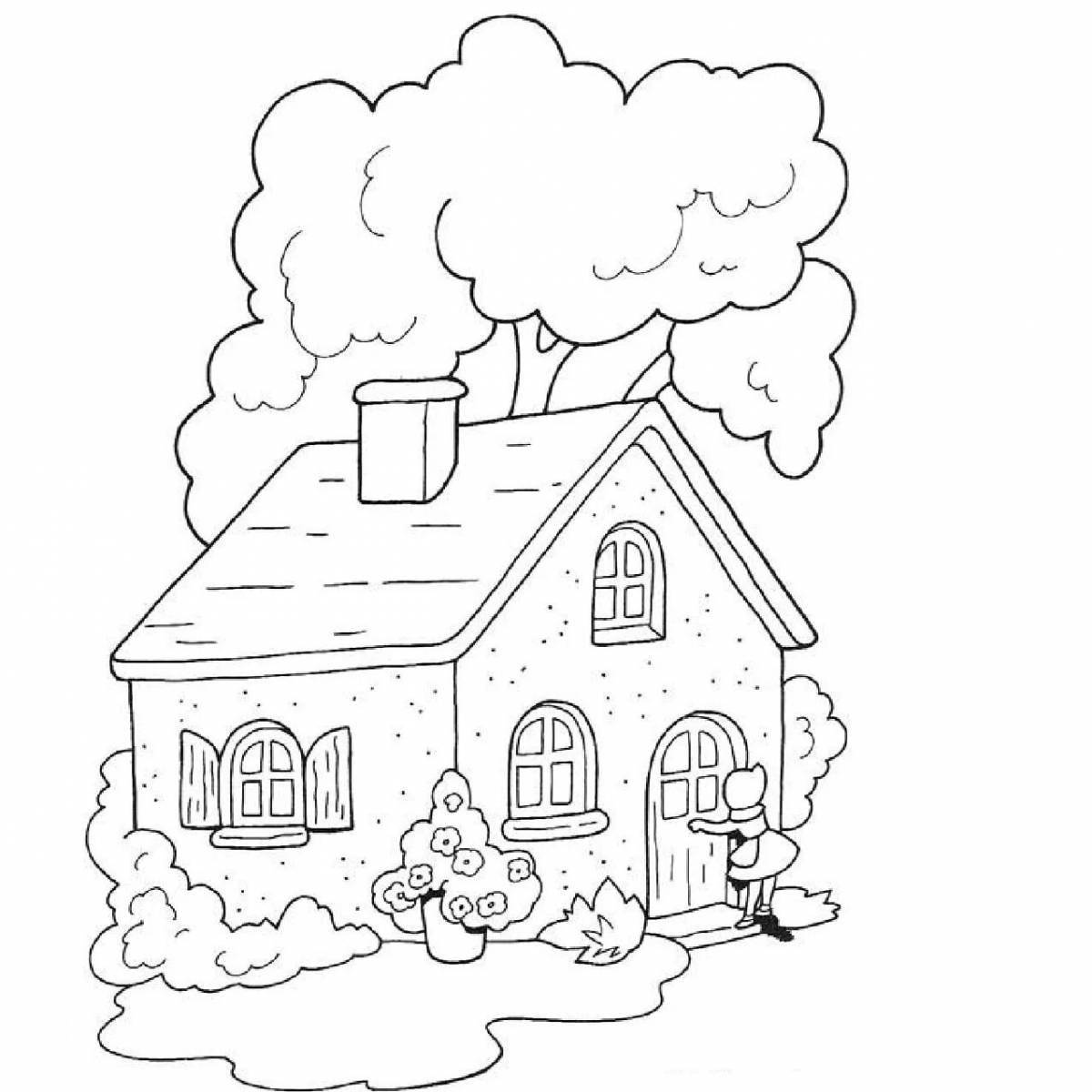 Удивительная раскраска горящий дом для детей