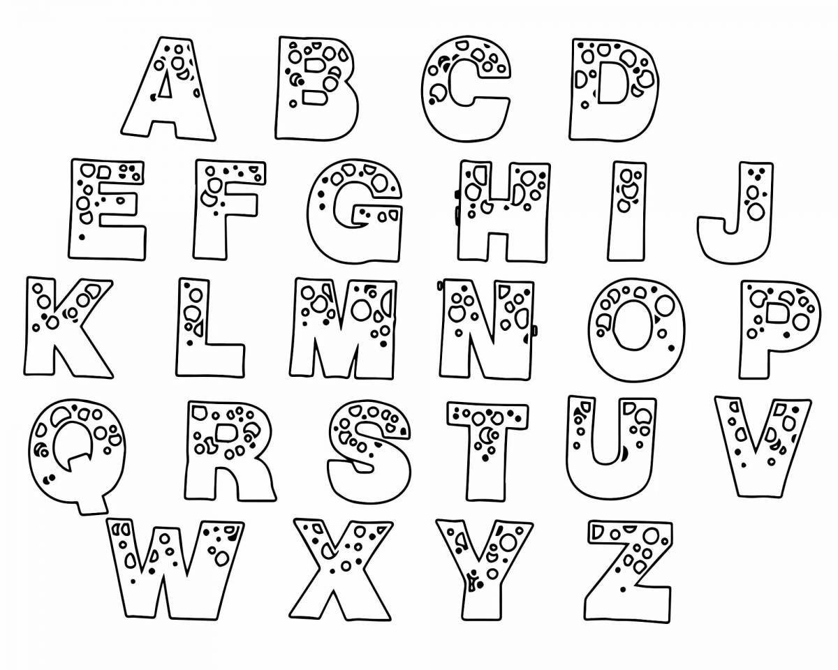 Развлекательная раскраска английского алфавита для детей