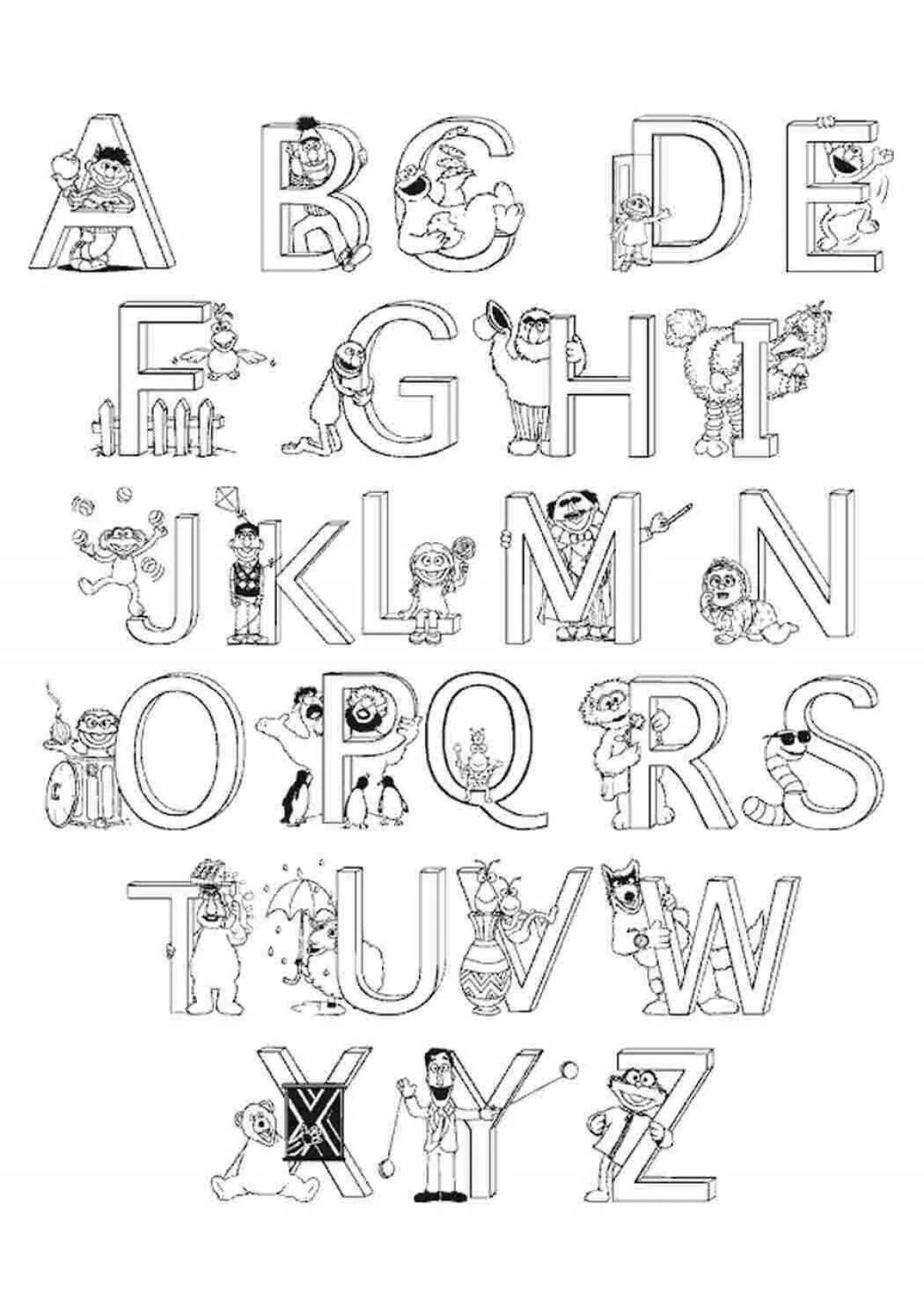 Красочная раскраска английского алфавита для малышей